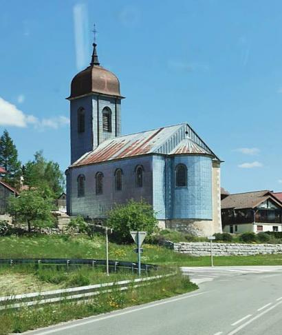 ein blaue Kirche